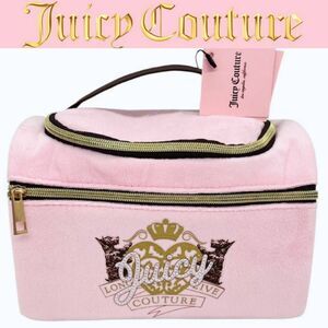Juicy Couture Heritage Rhinestone Signature Logo Velour Hanging Cosmetic Bag